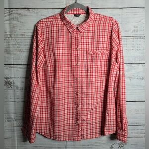 Eddie Bauer Red Plaid Womans Button-down Longsleeve Shirt Size XLarge
